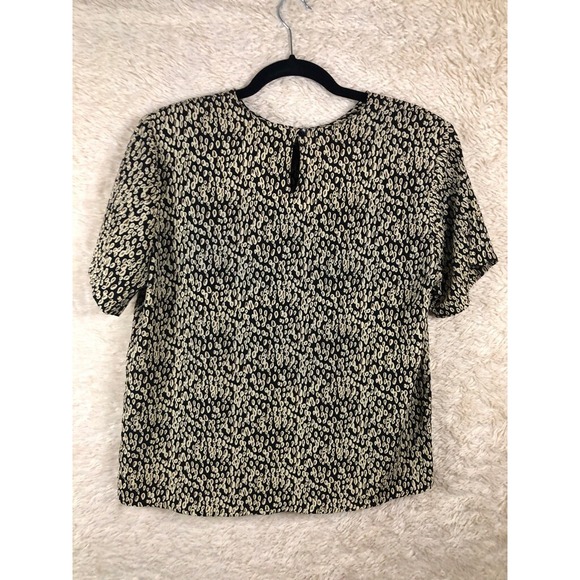 Ship'n Shore Womens Basic Blouse Black‎ Abstract Print Short Sleeve Crew Neck M - Picture 2 of 11